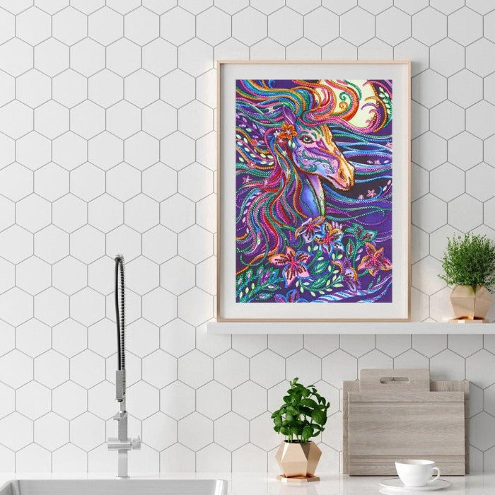 Color Horse DIY Diamond Painting Special Shaped Partial Drill Rhinestones Handwork Home Decor