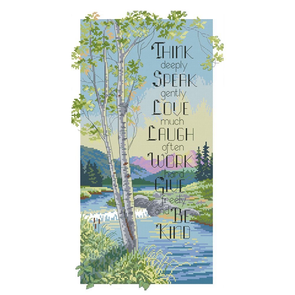 14ct Stamped Cross Stitch River Tree (50*31cm)