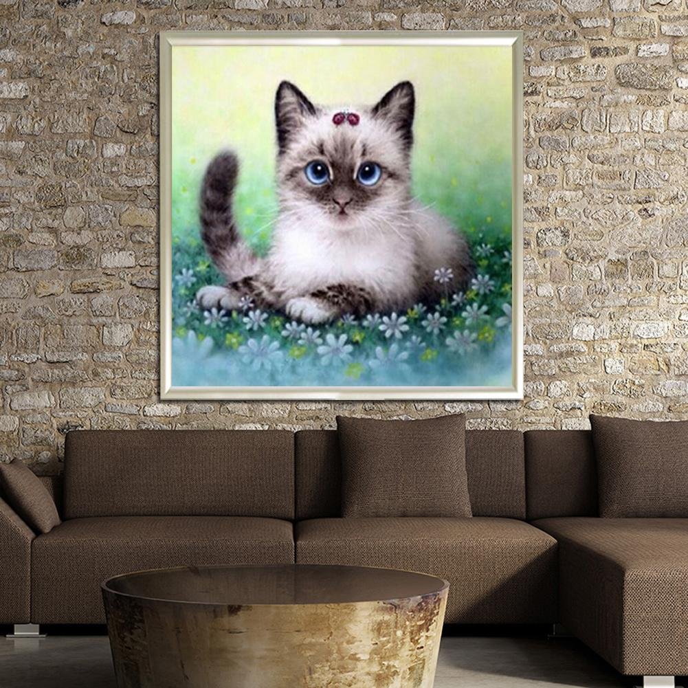 Diamond Painting - Partial Round - Grey Cat