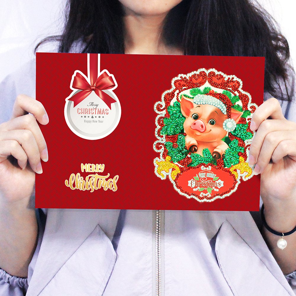 DIY Diamond Painting Greeting Card - Pig