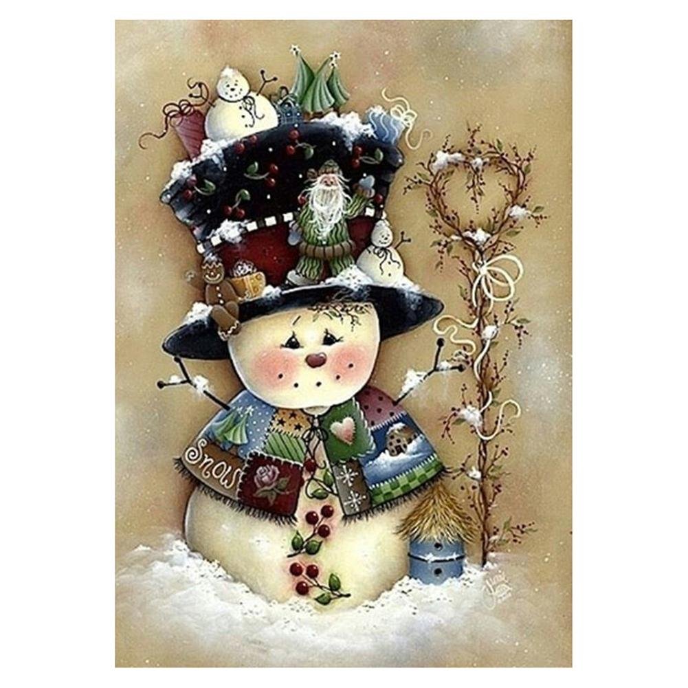 5D Diy Diamond Painting Kit Full Round Beads Snowman