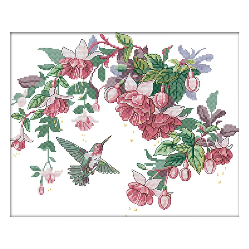 14ct Stamped Cross Stitch Bird Flowers(41*34cm)