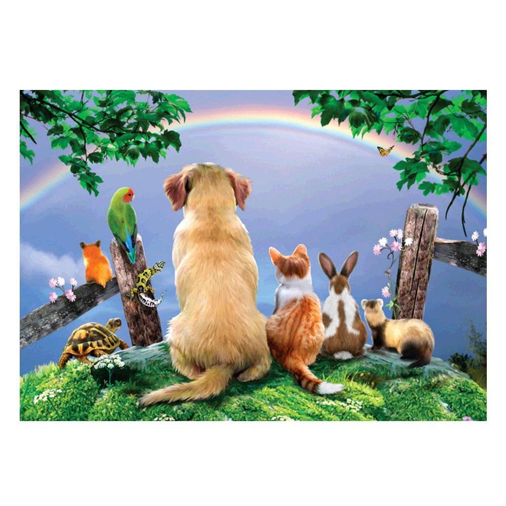 5D Diy Diamond Painting Kit Full Round Beads Animal Enjoy Rainbow