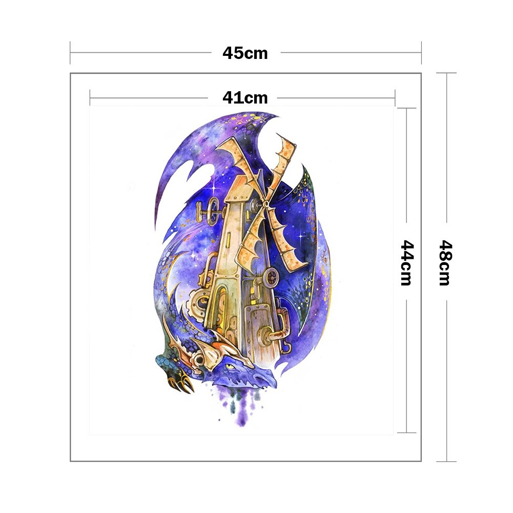 11ct Estampado Ponto Cruz - Moinho de Vento Mecânico (45*48cm)