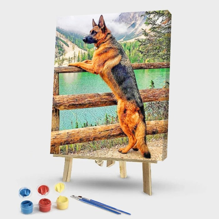DIY Unframed Running Dog See the Scenery Oil Painting Picture By Numbers