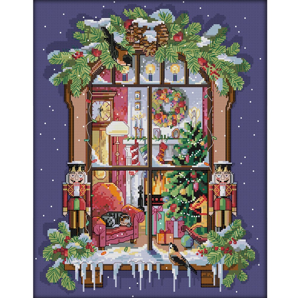 14ct Stamped Cross Stitch Window Scene (35*44cm)