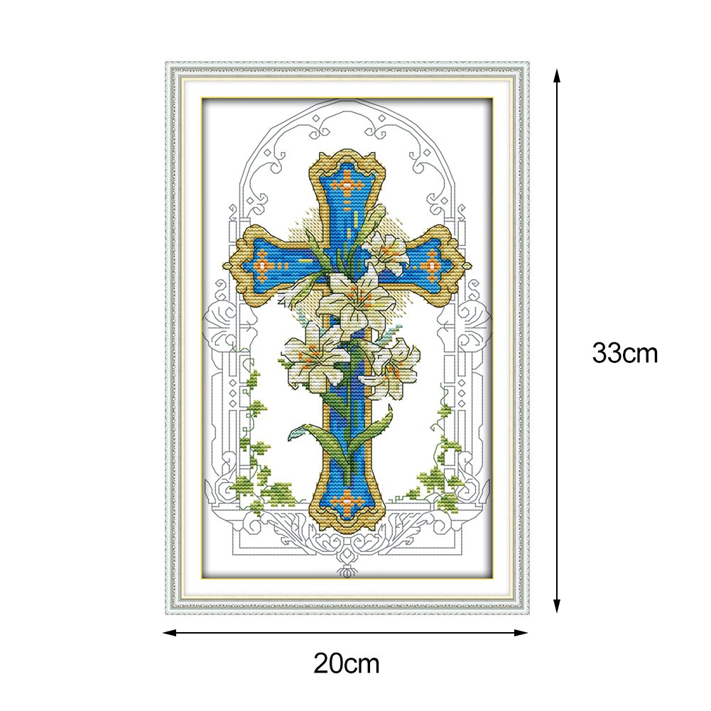 14ct Estampado Ponto Cruz - Flor Cruz (33*20cm)