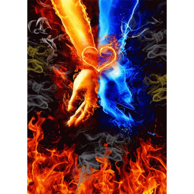 5D Full Drill Diamond Painting Fire & Ice Hands