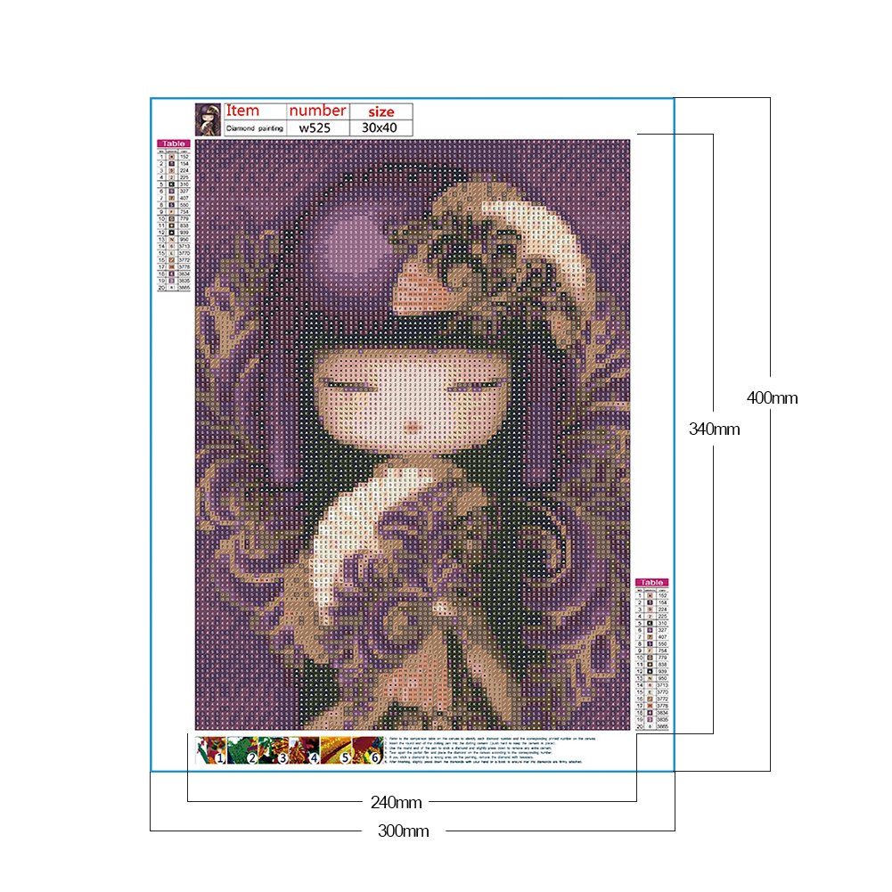 Diamond Painting - Full Round - Kokeshi Doll B