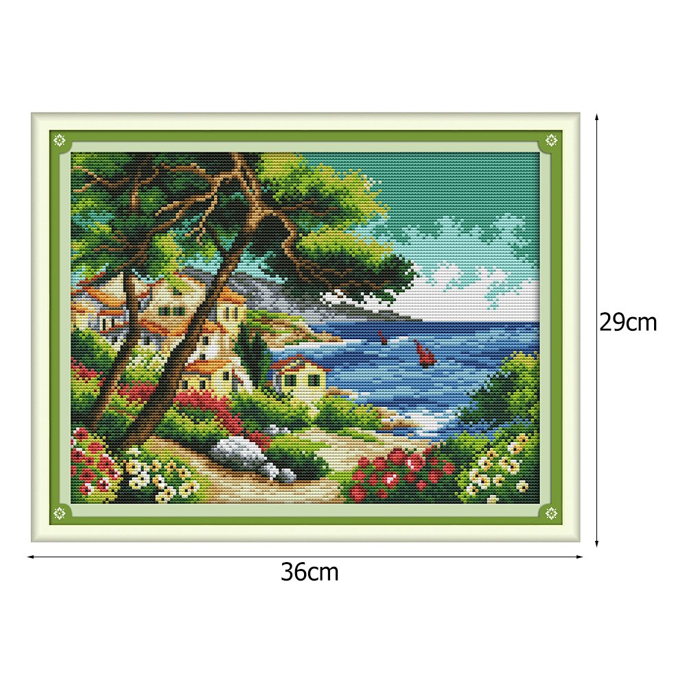Ponto Cruz Estampado 14ct - Campo Marítimo (36*29cm)