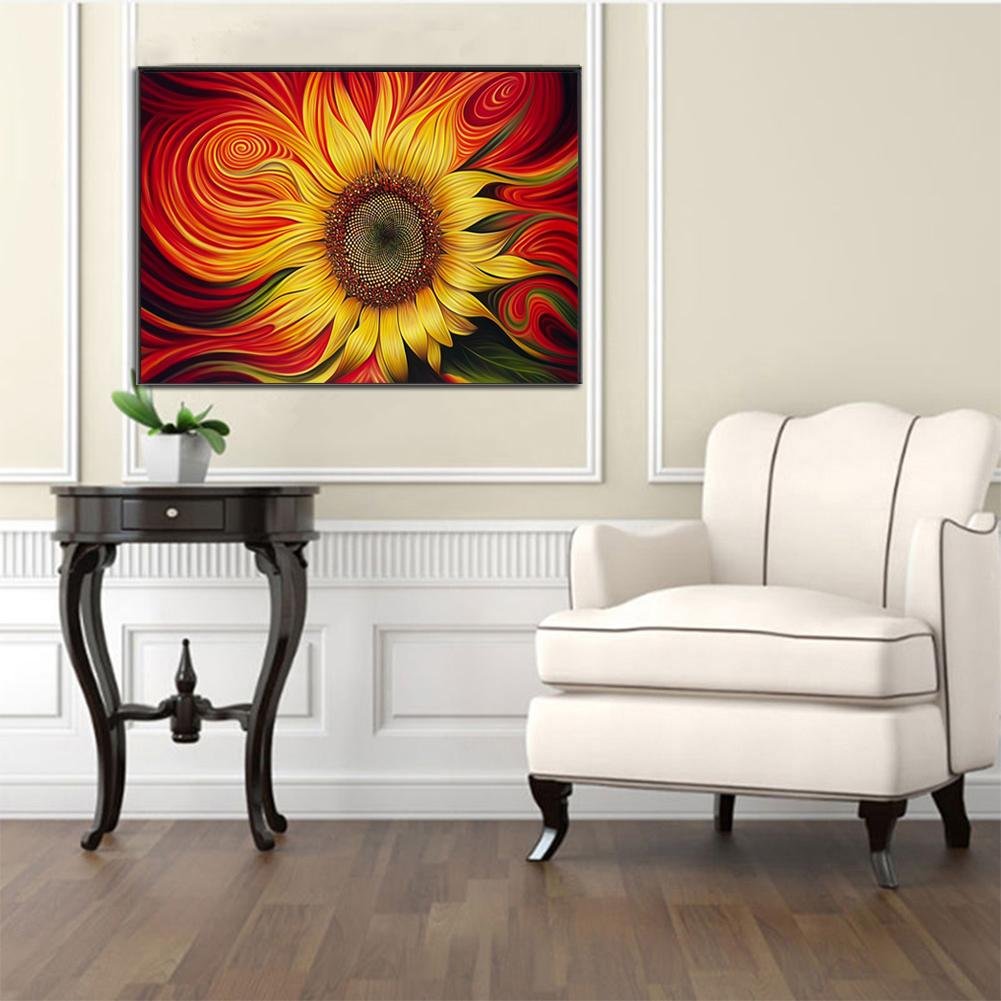 Pintura Diamante - Redondo Completo - Girassol