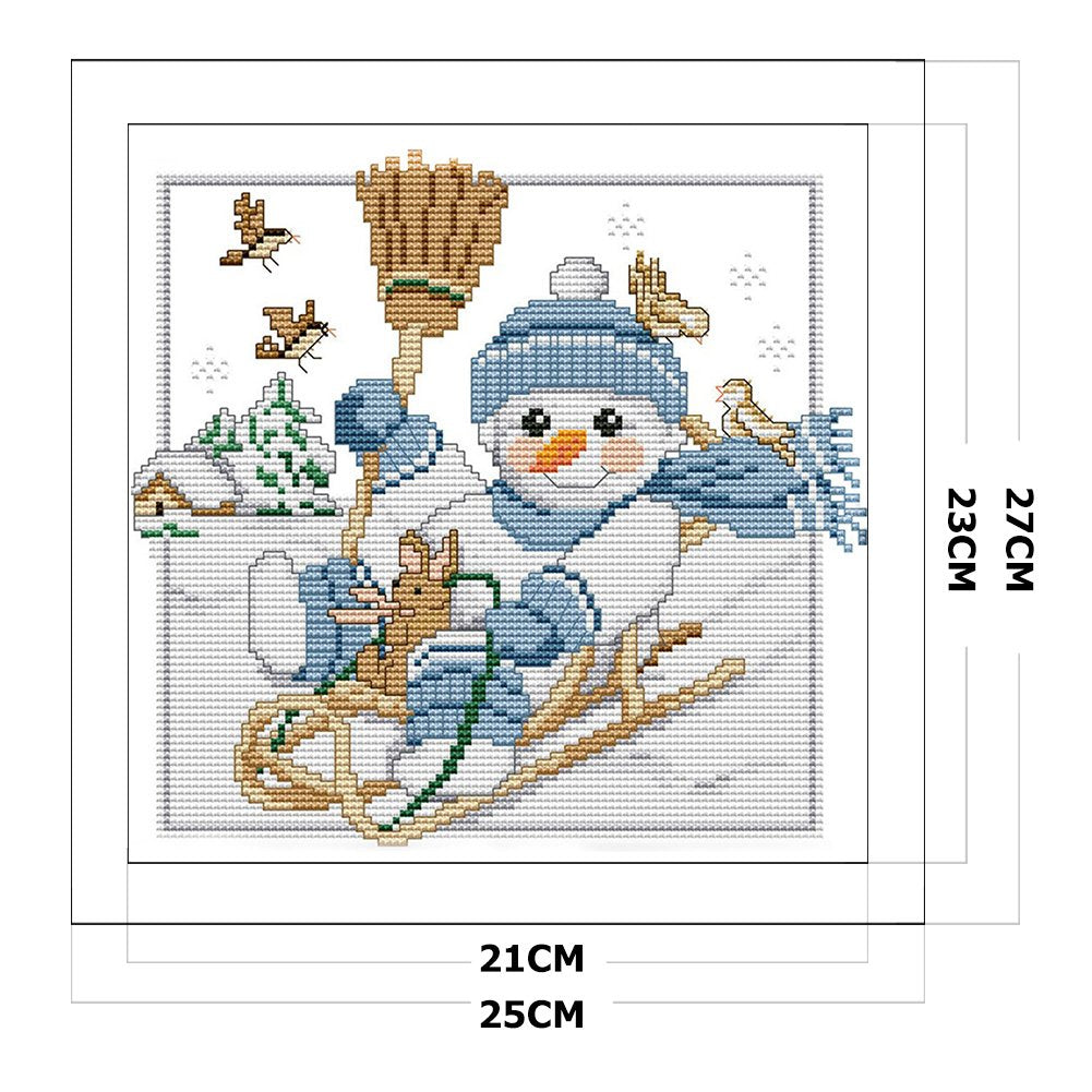 Ponto cruz estampado 14ct - Boneco de neve de Natal (27*25cm)