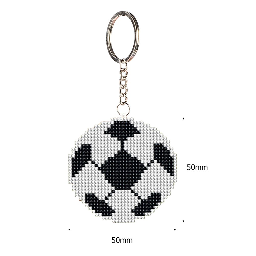 Stamped Beads Cross Stitch Keychain Football