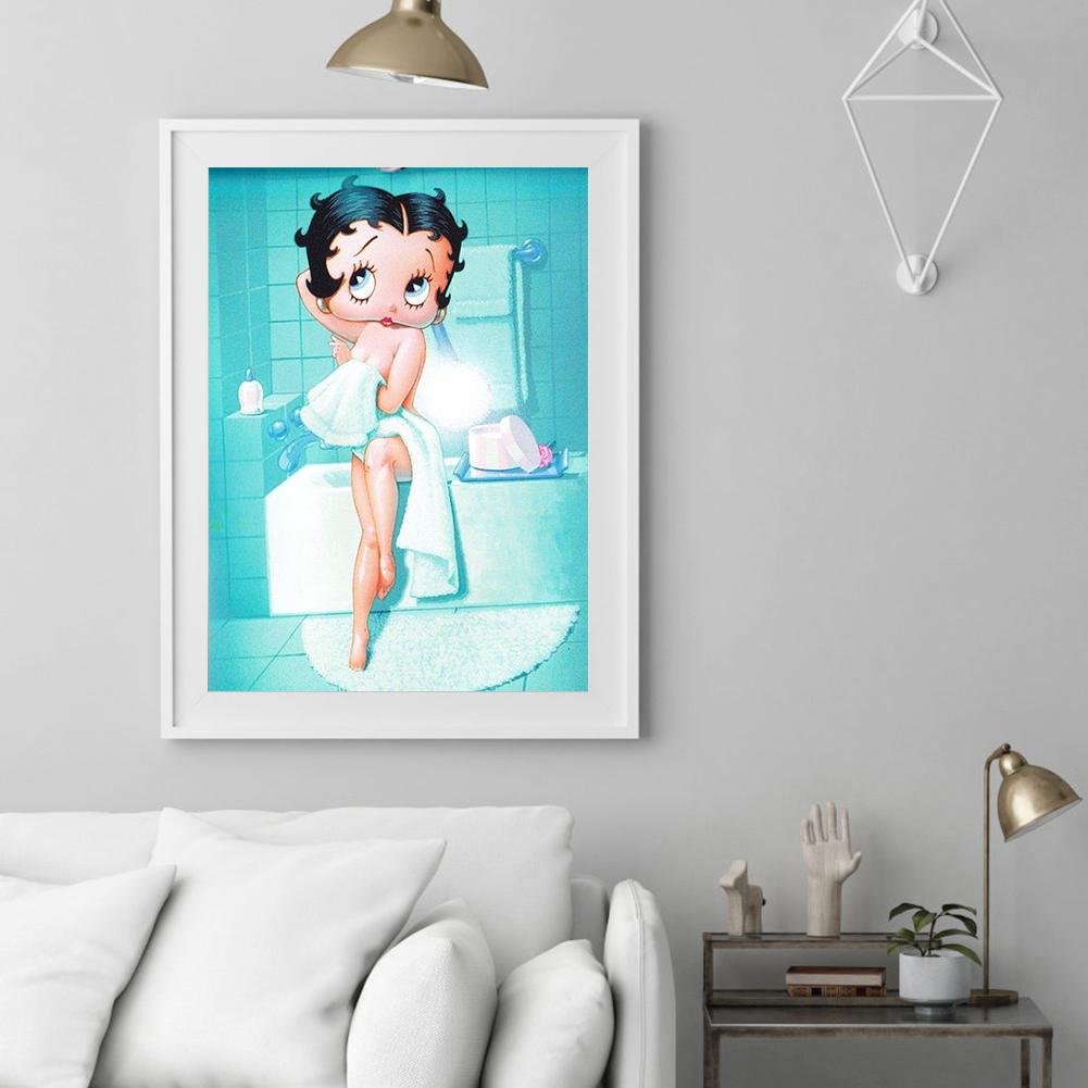 Kit de pintura de diamante DIY 5D - rodada completa - tomando banho Betty Boop