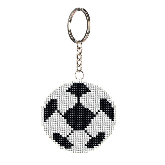 Stamped Beads Cross Stitch Keychain Football 