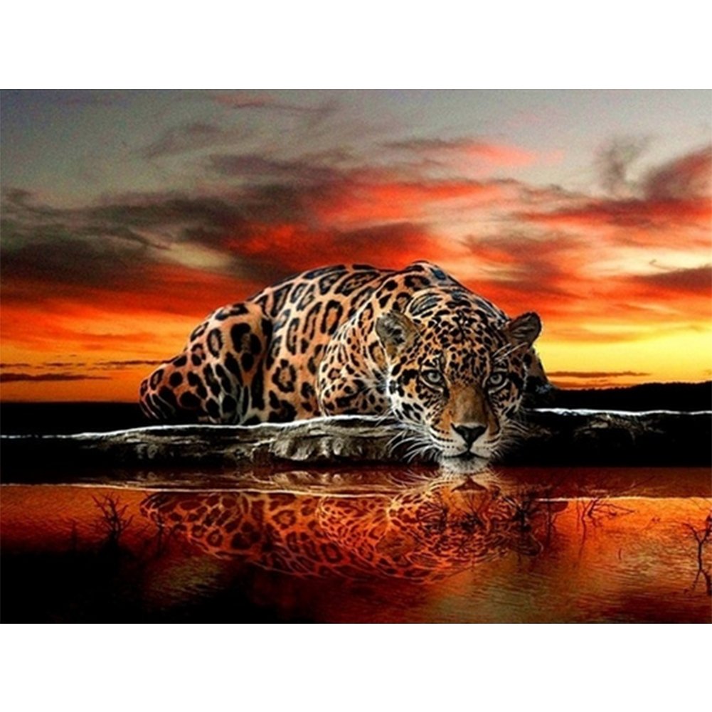 5D Diy Diamond Painting Kit Full Round Beads Tiger