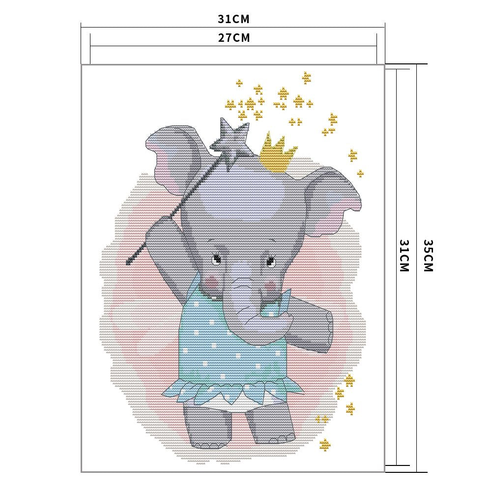 14ct Stamped Cross Stitch - Cute Elephant (35*31cm)