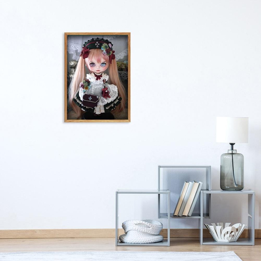 Pintura Diamante - Volta Completa - Boneca Menina com Cabelo Dourado