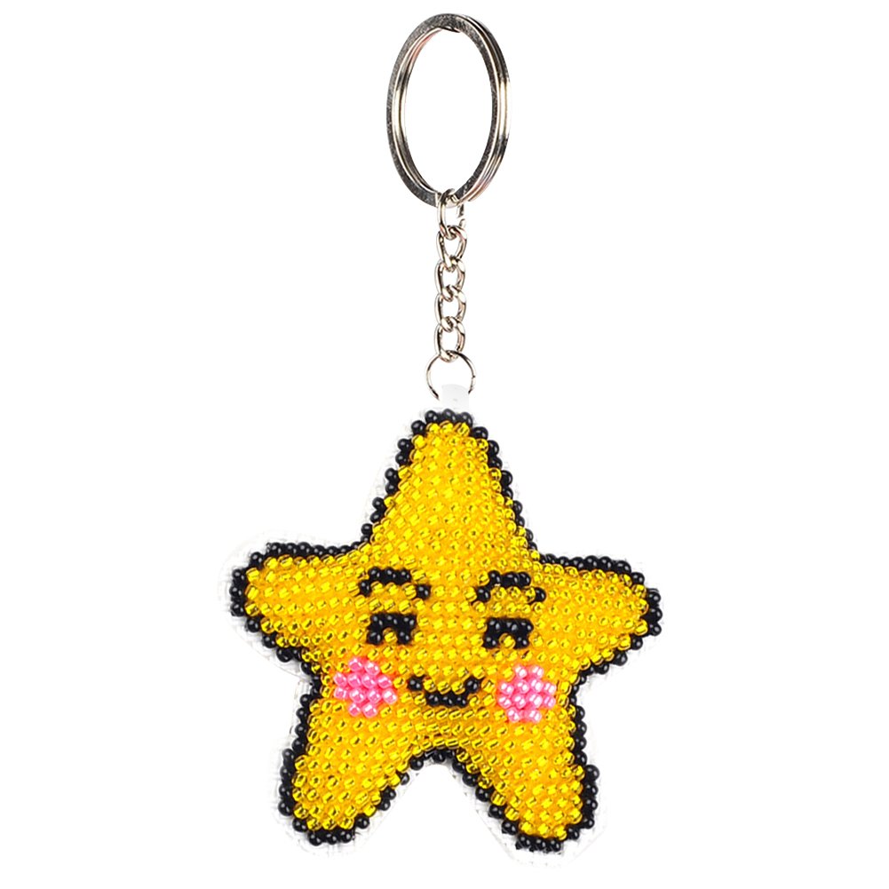Stamped Beads Cross Stitch Keychain Cute Star