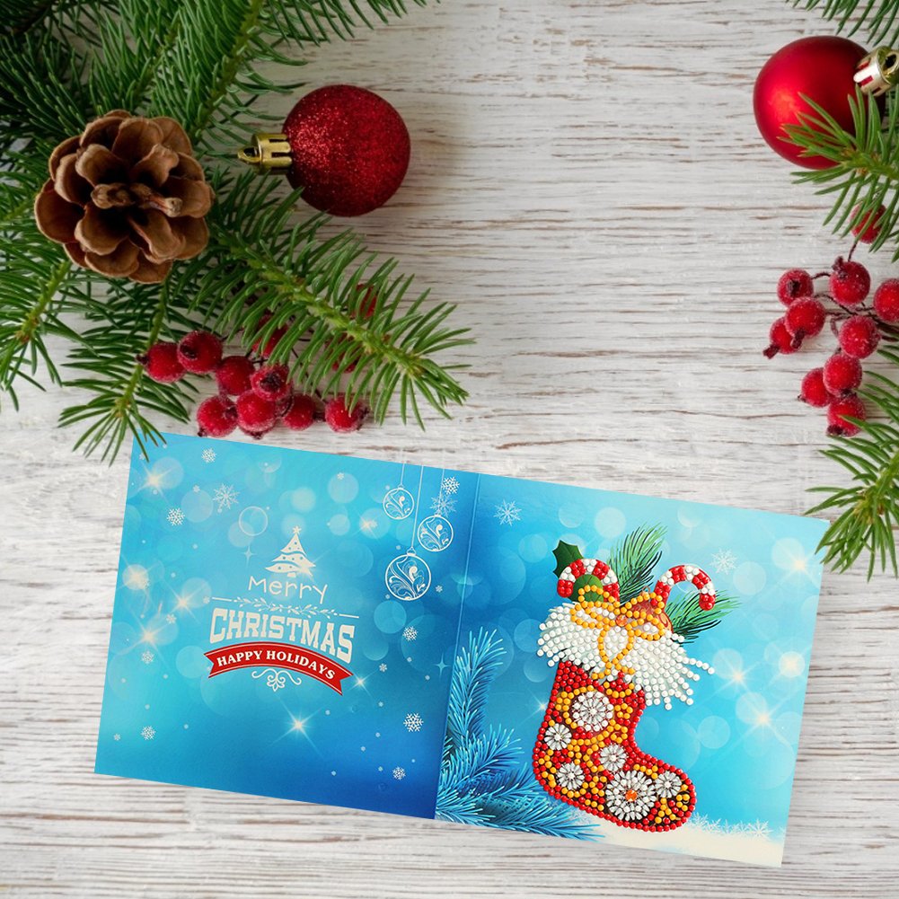DIY Diamond Painting Greeting Card - Christmas Sock