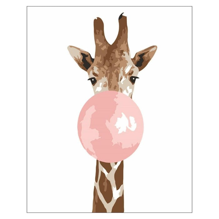3D DIY Giraffe Bubble Gum Coloring Paint By Numbers Home Wall Art Picture