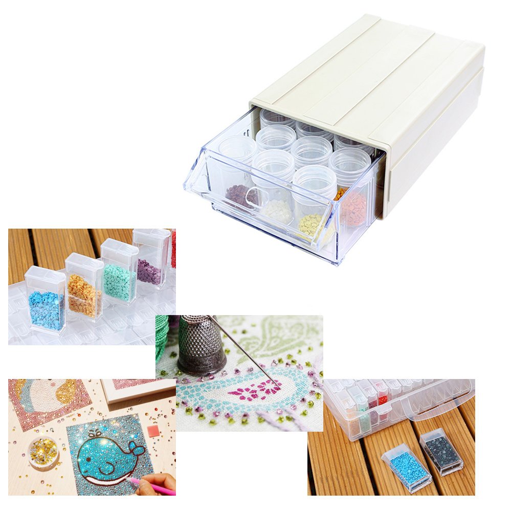 Drawer Drill Painting Storage Box Set Round Bottle (22pcs Beige Single)