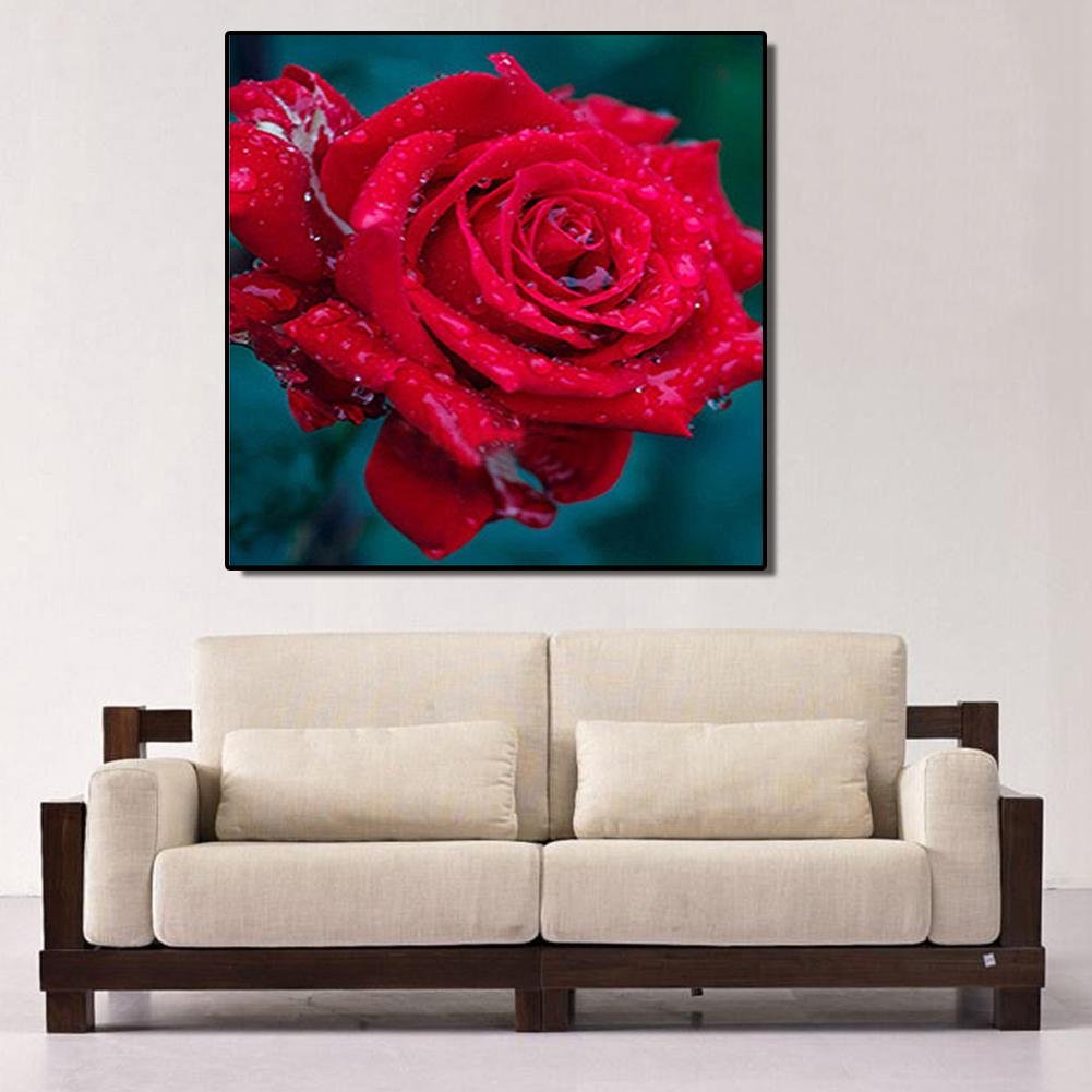 Diamond Painting - Partial Round - Red Rose 1
