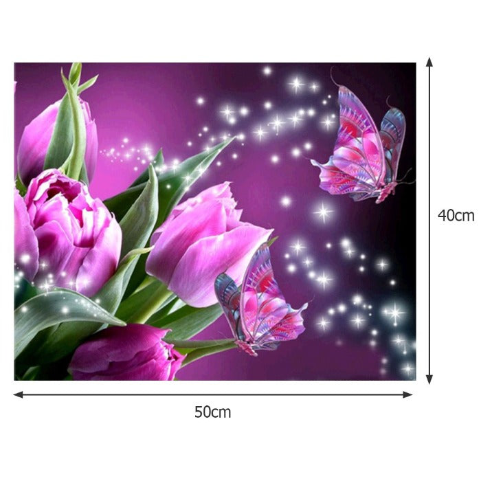 Paint By Number Flowers Butterflies Oil Painting Unfold Size: 40*50cm / 15.7*19.7in