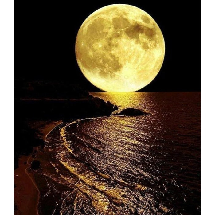 Oil Painting By Numbers Kits Moon By the Water Canvas Acrylic Color Drawing