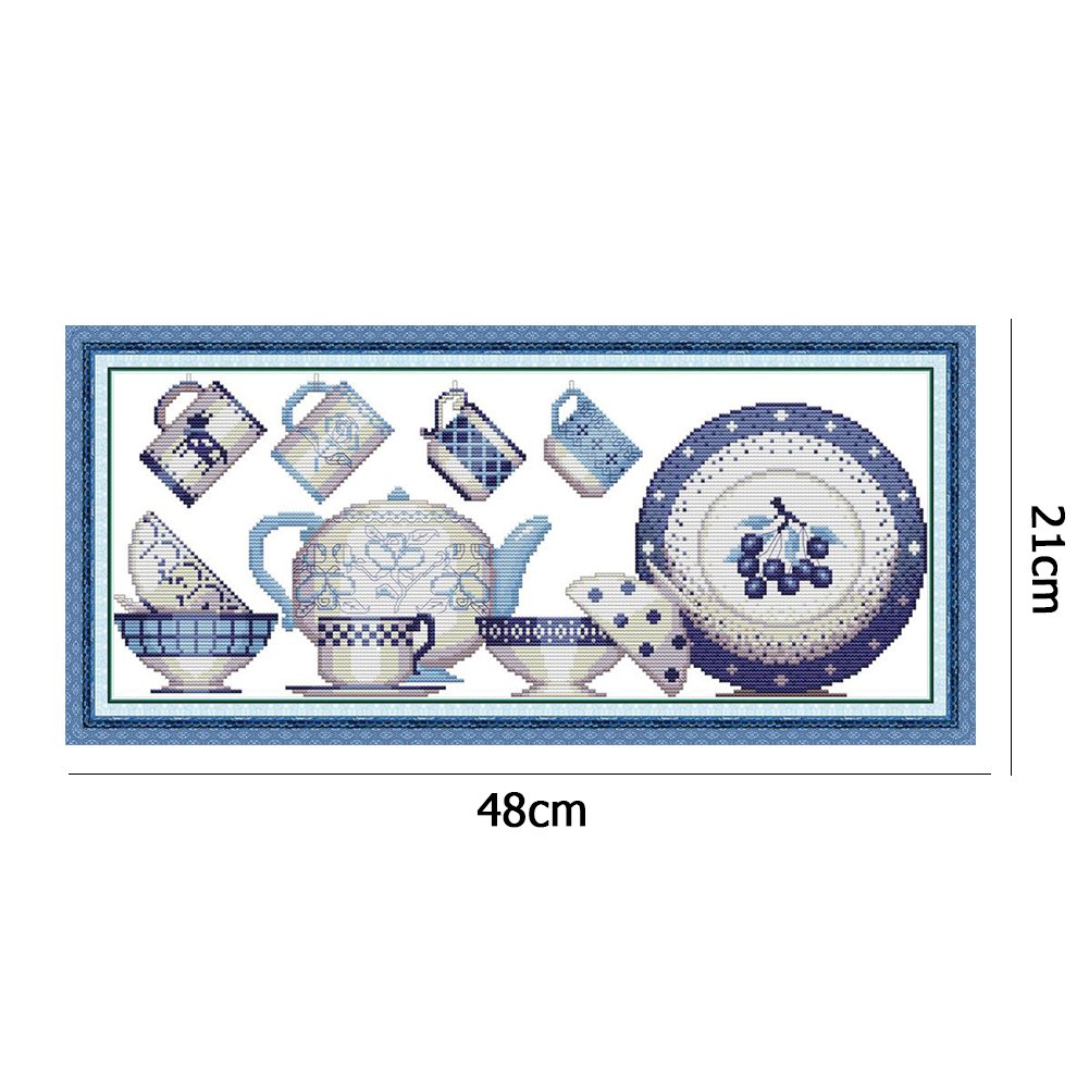 Ponto Cruz Estampado 14ct - Porcelana (48*21cm)