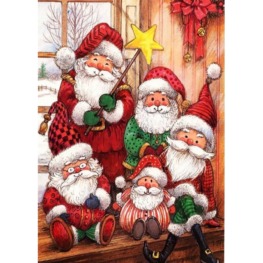 5D Diy Diamond Painting Kit Full Round Beads Santa Claus Christmas