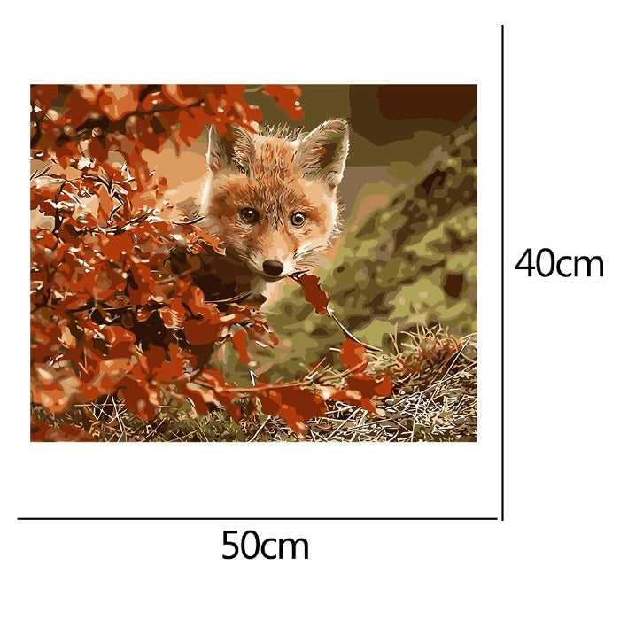 Oil Painting By Numbers Little Fox Hand Painted Acrylic Color Drawing Picture