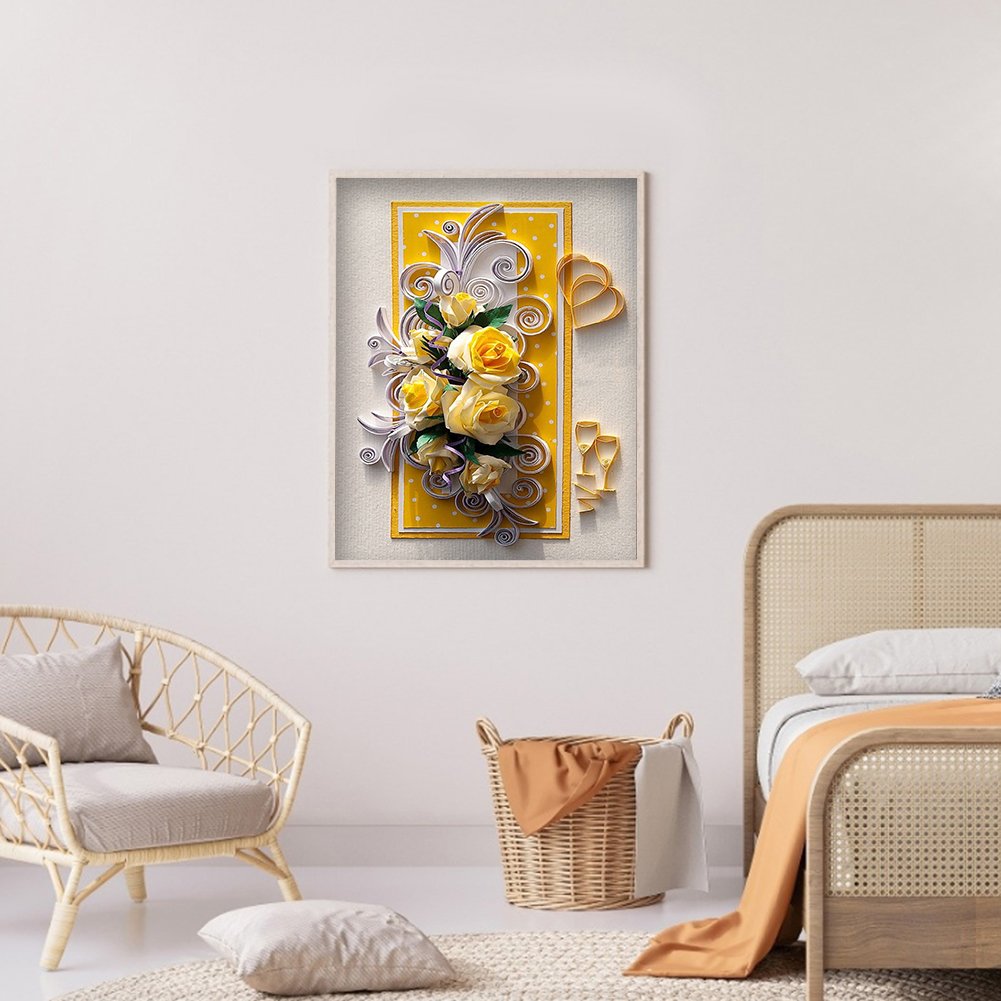 Pintura Diamante - Redondo Completo -Flor B