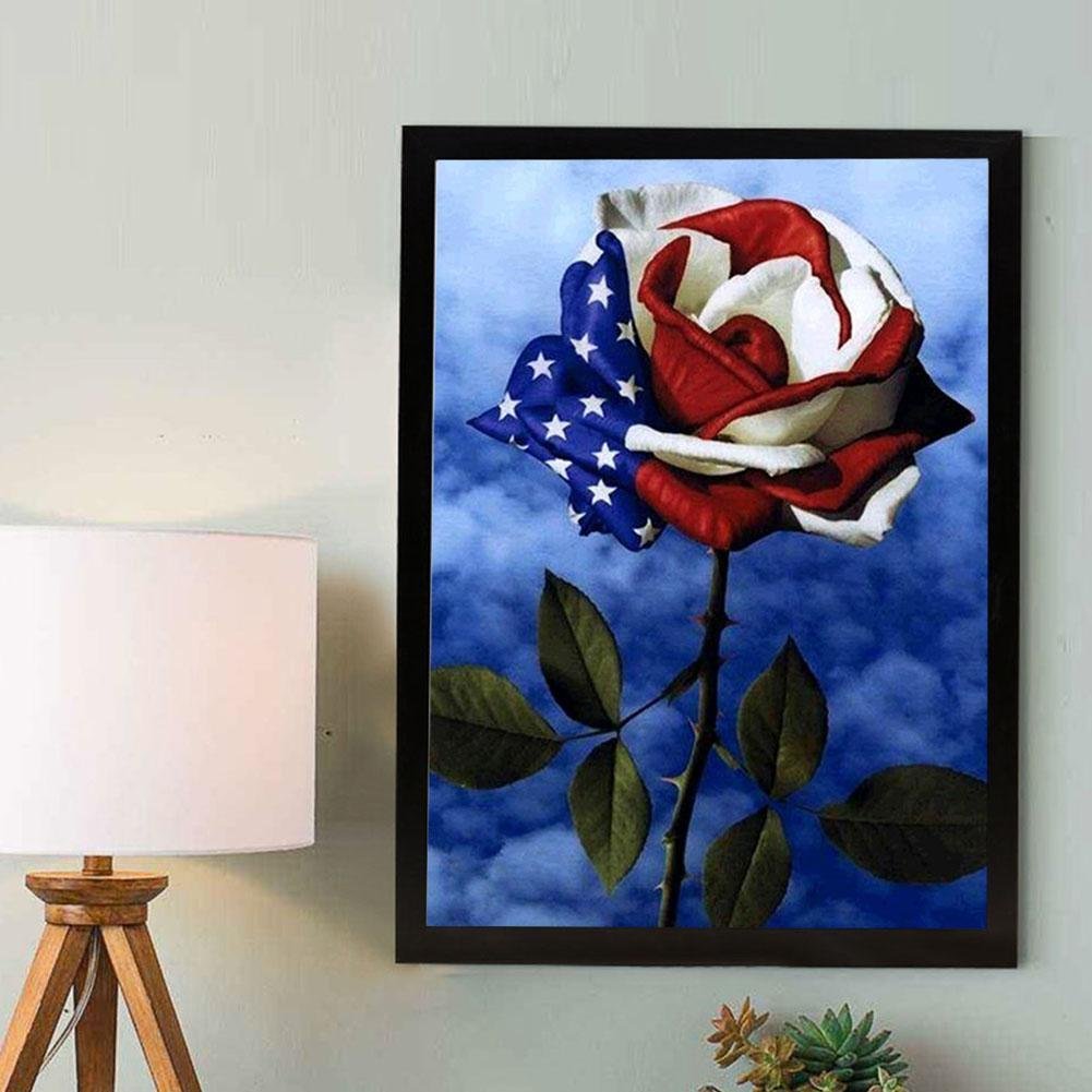 Diamond Painting - Partial Round - Flag Rose