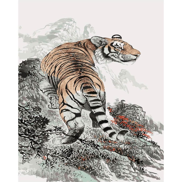 Mountain Tiger Hand Painted Canvas Oil Art Picture Craft Home Wall Decor
