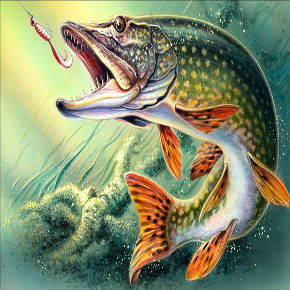 5D Diy Diamond Painting Kit Full Round Beads Fish (40*40cm)
