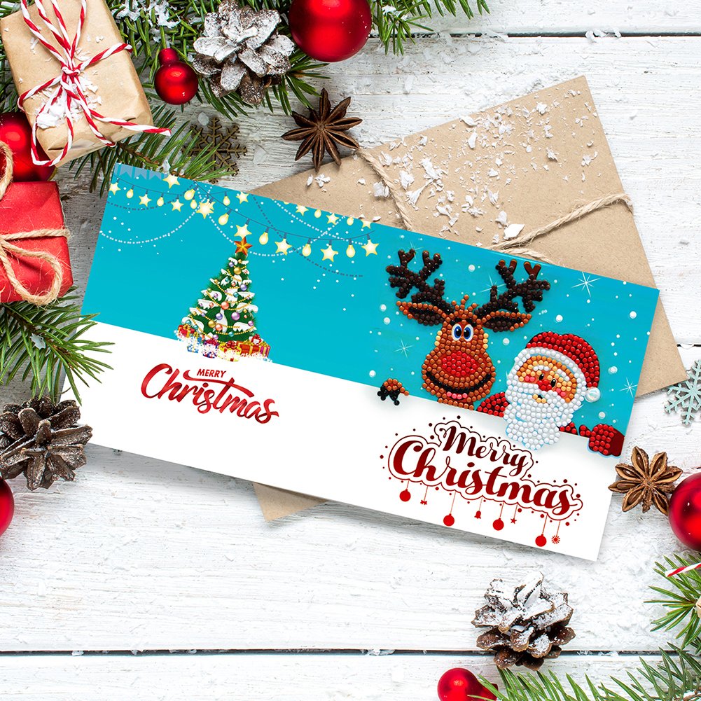 DIY Diamond Painting Greeting Card - Santa Claus & Elk