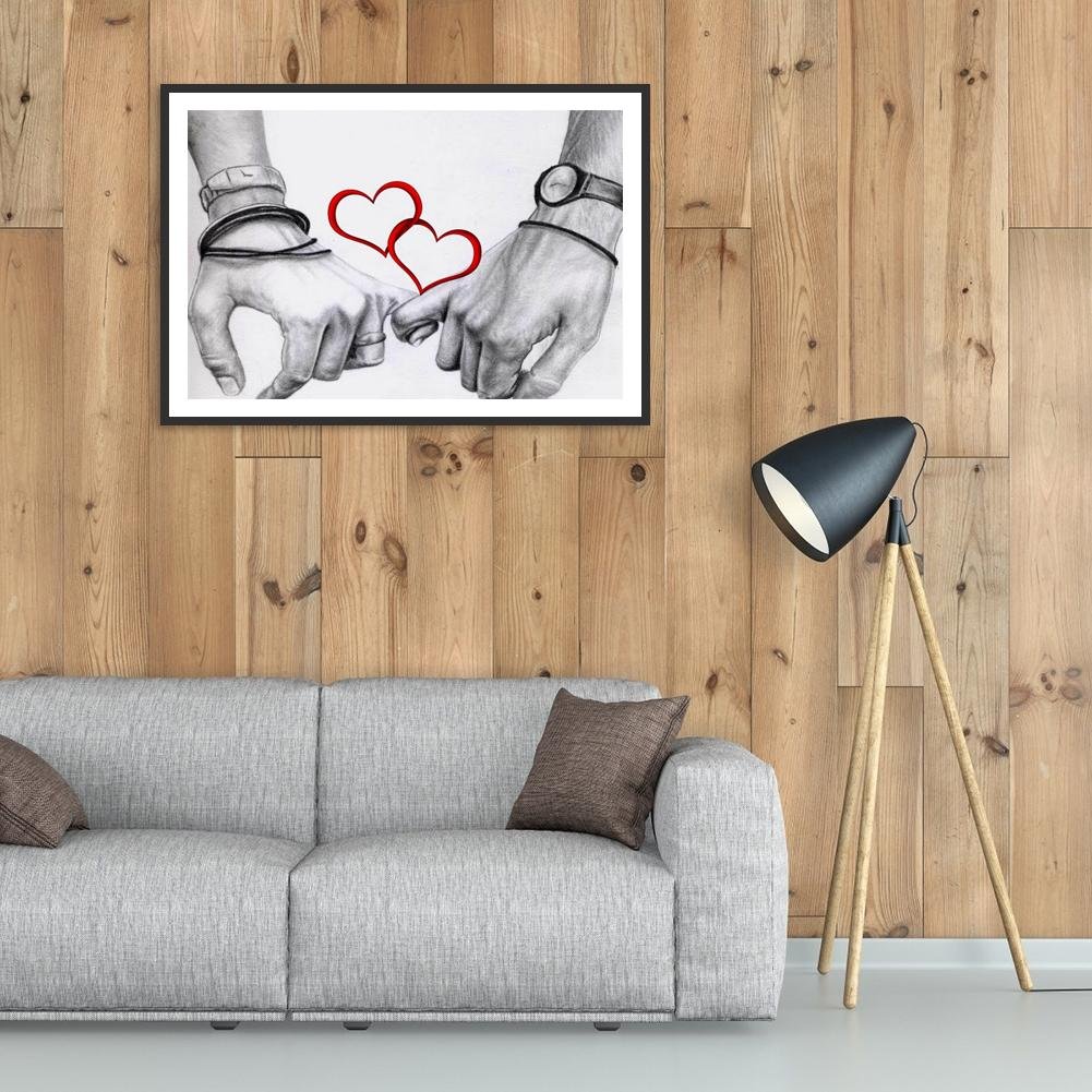 Pintura Diamante - Redondo Completo - Amor Coração Mão