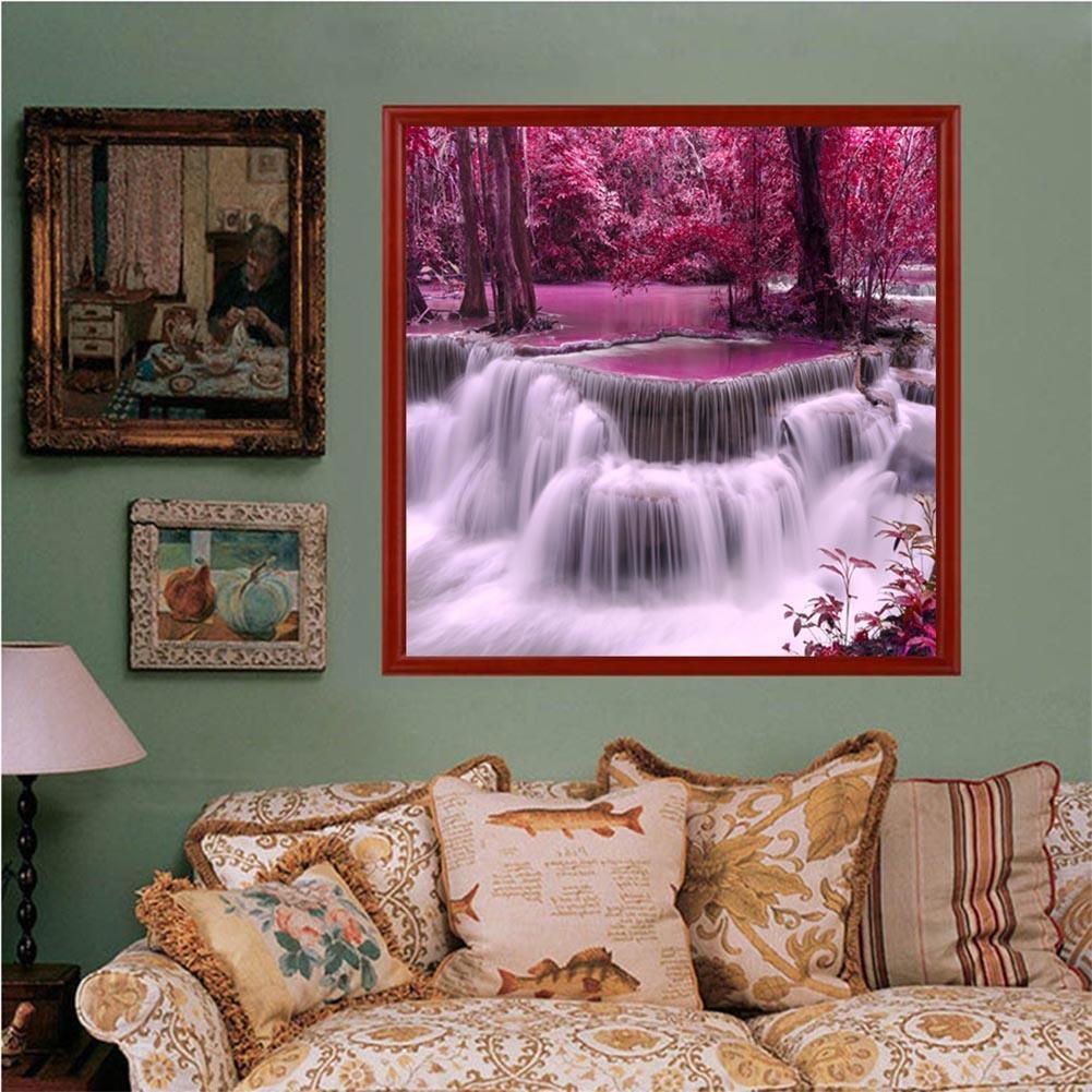 Diamond Painting - Full Round - Purple Forest Waterfall