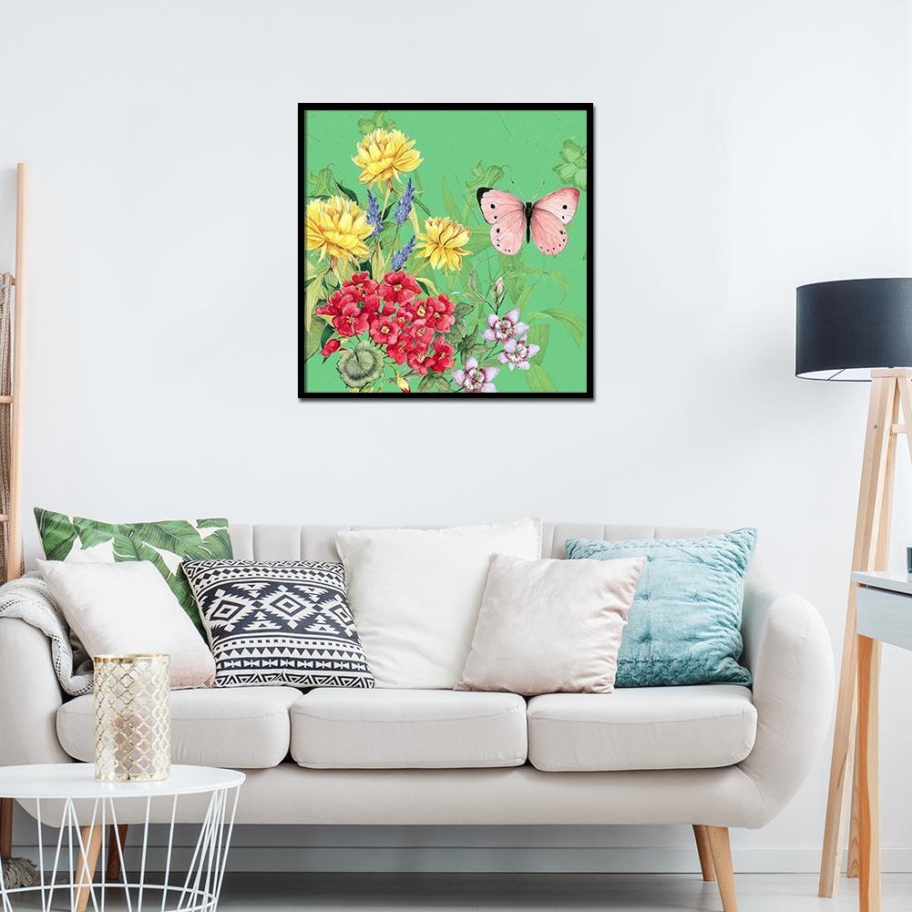 Diamond Painting - Full Round - Flower Butterfly B