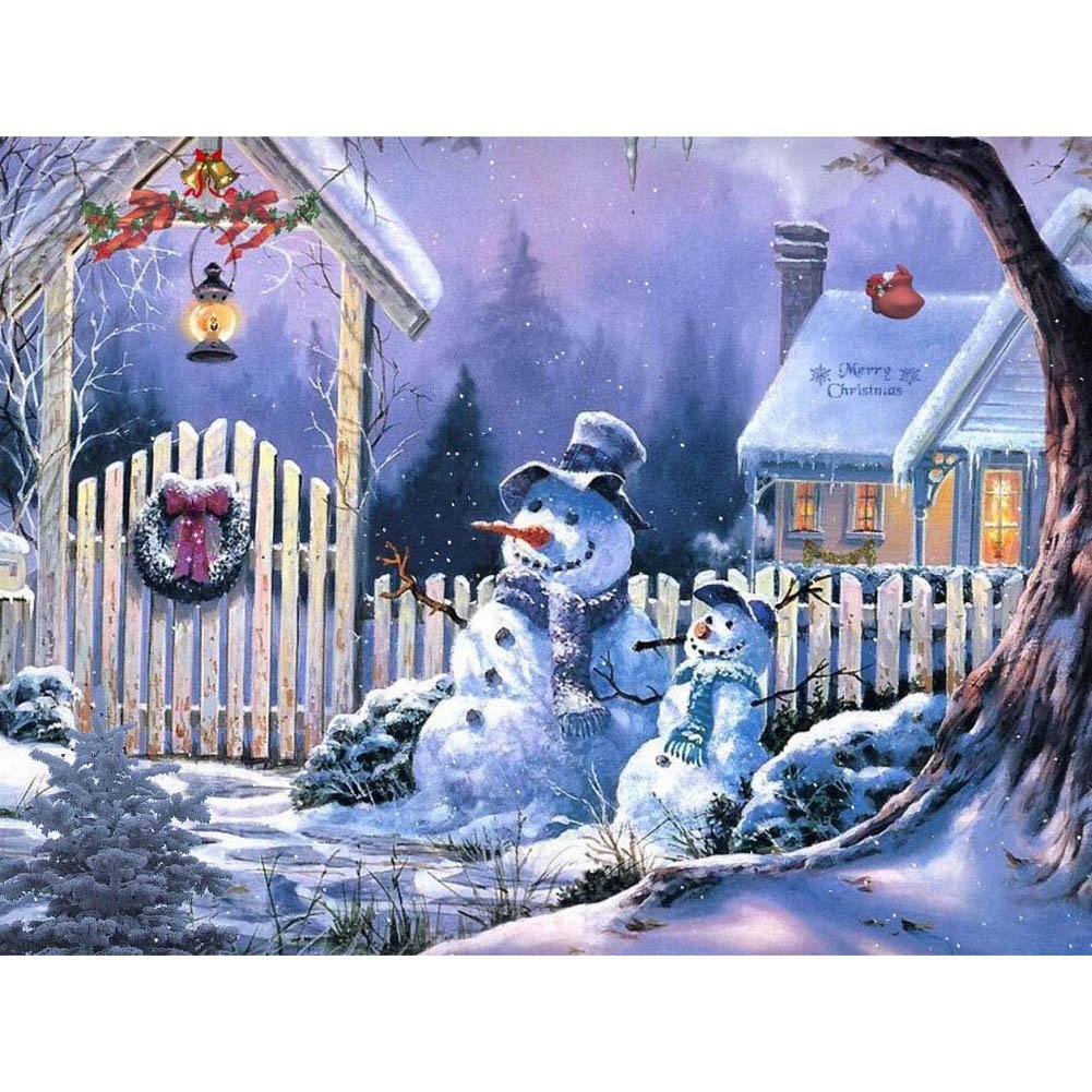 5D Diy Diamond Painting Kit Full Round Beads Snowman