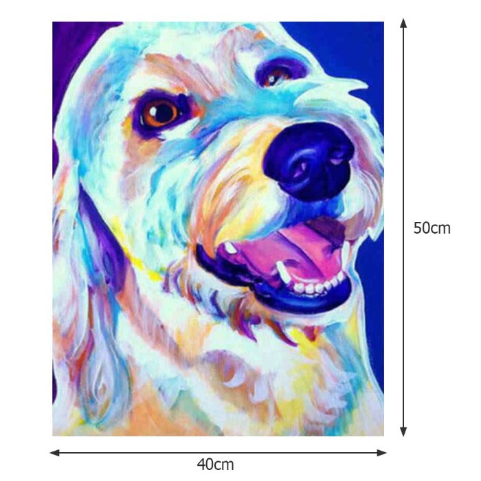 Hand Painted Colorful Dog Modern Wall Art Craft Decor