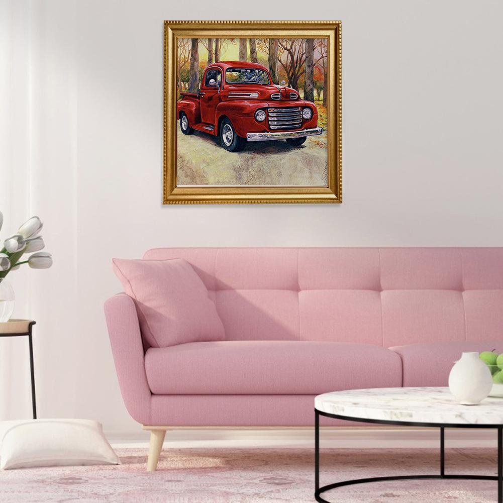 Pintura Diamante - Redondo Completo - Carro Vermelho