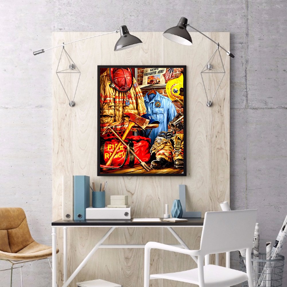 Pintura Diamante - Rodada Completa - Uniforme de Bombeiro