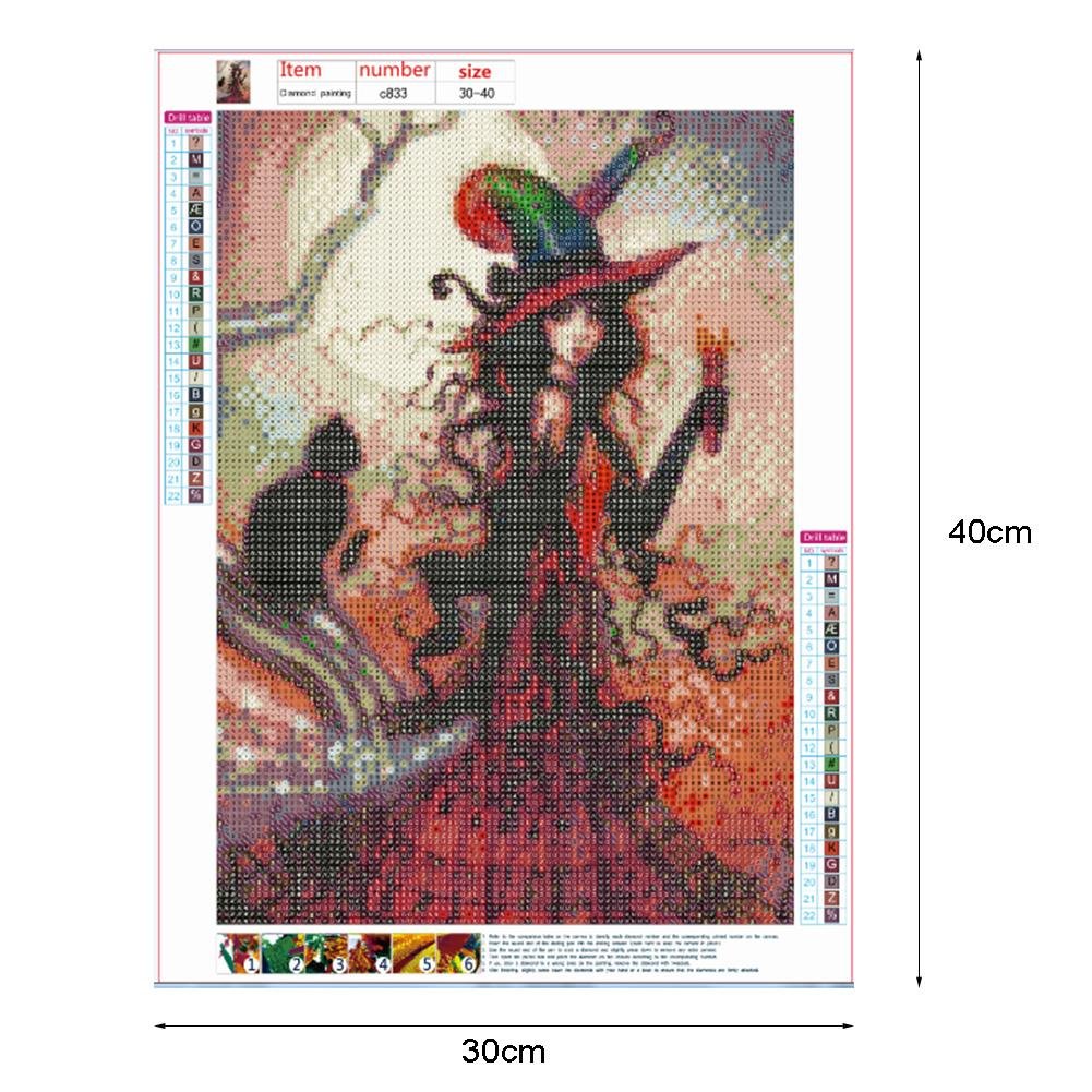 5D DIY Diamond Painting Kit - Full Round - Halloween Beauty Witch