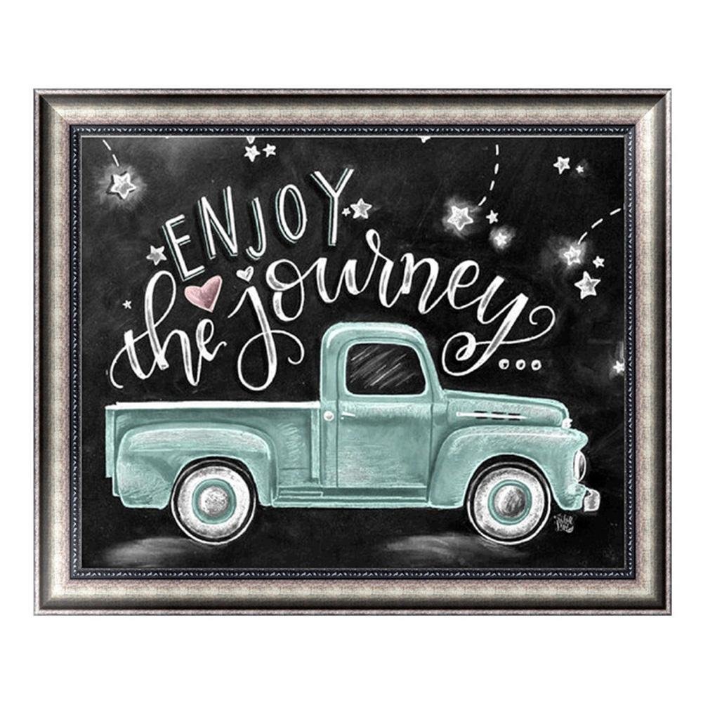 5D Diy Diamond Painting Kit Full Round Beads Blackboard Green Car
