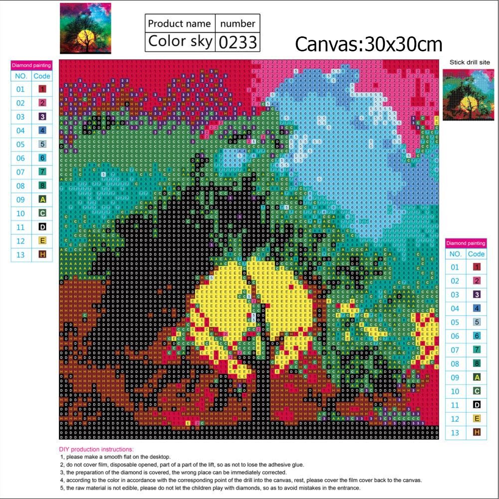 Kit de pintura de diamante DIY 5D - redondo completo - lua de árvore