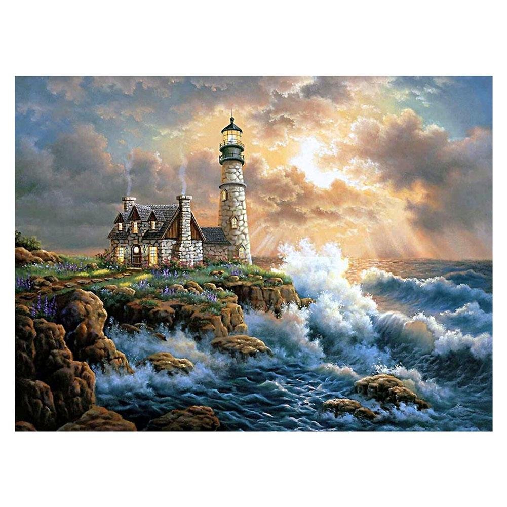 5D Diy Diamond Painting Kit Full Round Beads Lighthouse
