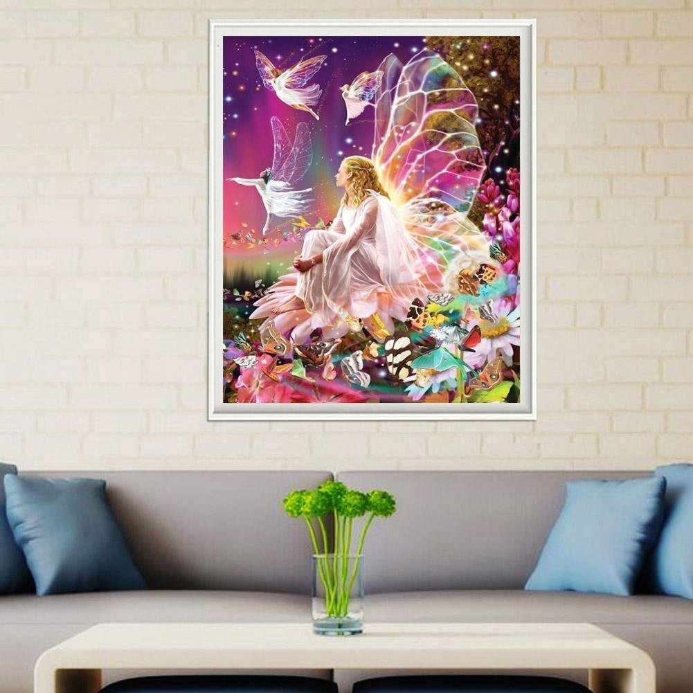 Pintura Diamante - Rodada Parcial - Menina Fada Borboleta