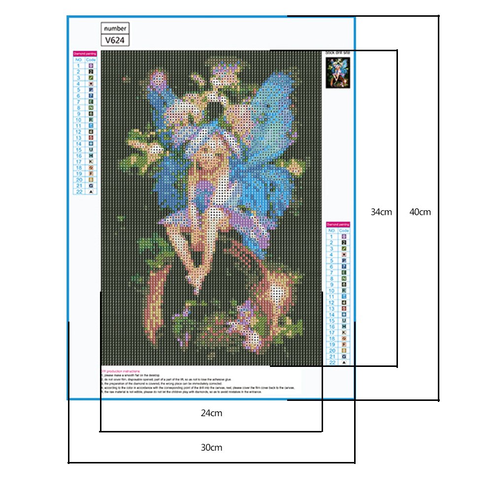 Pintura Diamante - Rodada Completa - Fada Menina C